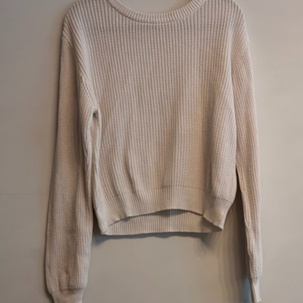Classic Cream Rib-Knit Women's Sweater